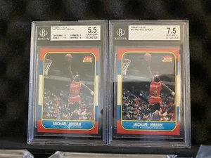 MICHAEL JORDAN 1986 FLEER #57 BGS 7.5 + BGS 5.5 Rookie Lot Of 2 !ð¥ð¥ð¥