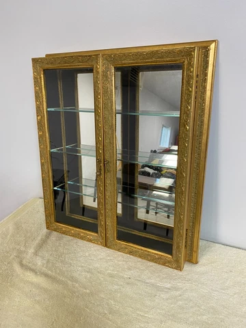 Bombay Co. DB Door Gold Wood Framed Wall Display Curio Cabinet Cover