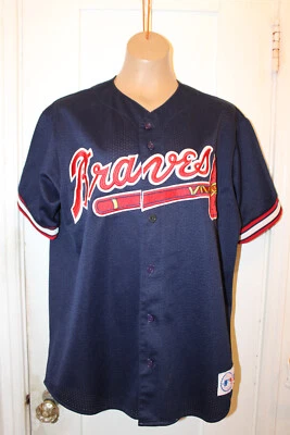 Camiseta de béisbol mediana MAJESTIC vintage de los 90 de los Atlanta Braves para hombre hecha en EE. UU. USADA EN EXCELENTE ESTADO Foto 1 de 4