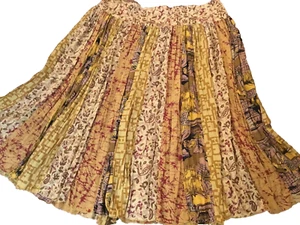 SOFT SURROUNDINGS 3X Yellow Multi Print Full Skirt Midi Stretch Waist 3-A486-8 - Picture 1 of 11