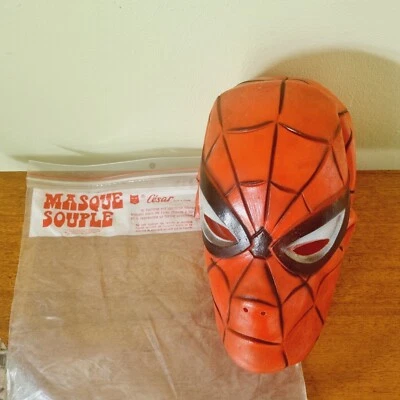 Vintage 1981 Cesar Halloween Mask Spider-Man Adult Full Size Vinyl Plastic Rare - Image 1 of 4
