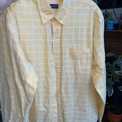 Camisa IZOD Para Hombre Talla XL Amarilla Blanca Manga Larga Ventana Algodón Suave Foto 1 de 4