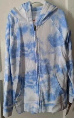 Sudadera con capucha y cremallera azul/blanco para niñas talla S Foto 1 de 4