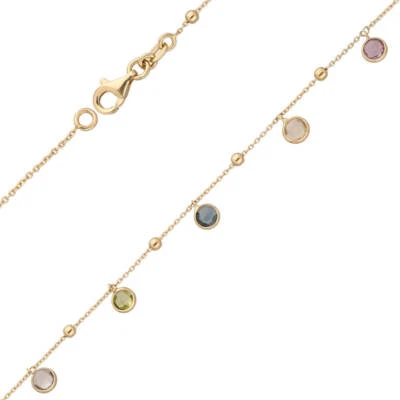 Ankle Chain 585 Yellow Gold With Blue Topaz Amethyst Peridot Citrine Quartz 25cm Foto 1 de 2