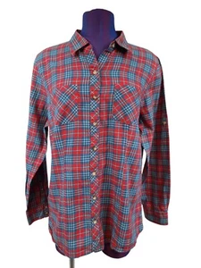 L.L. Camicia Bean rossa bianca e blu con bottoni a quadri rotolo linguetta manica taglia media - Foto 1 di 9