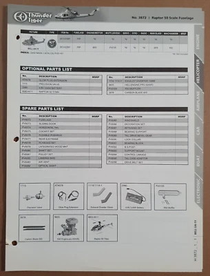 Folhas de diagrama da lista de peças de helicóptero Thunder Tiger Bell UH-1Y - Imagem 1 de 3