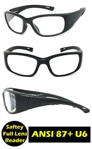 Wrap Around Full Lens Magnified Safety Reading Glasses ANSI Z87+ U6 - Picture 1 of 8