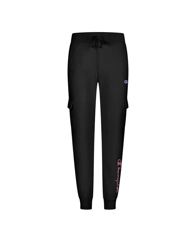 CHAMPION Toddler Girls Cargo Pants with Leopard Print Script Black Pink Size 2T - Image 1 of 1