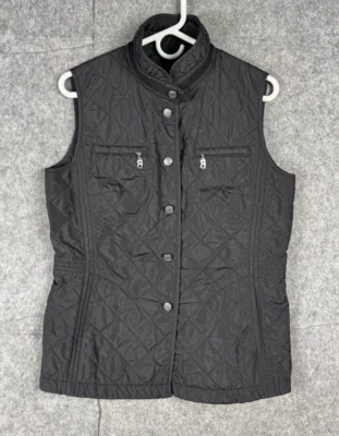 Chaleco Bogner Para Mujer 10 Negro Acolchado Botones Bolsillos con Cremallera Cuello Alto Poliéster Foto 1 de 4