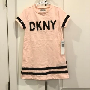 DKNY Girl's Sequin Logo Shift Dress in Pink Color - Size 6 - Picture 1 of 7