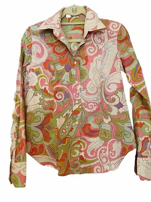 Camisa ETRO Milano Algodón Elástico Estampado Geométrico Talla S Italia Foto 1 de 4