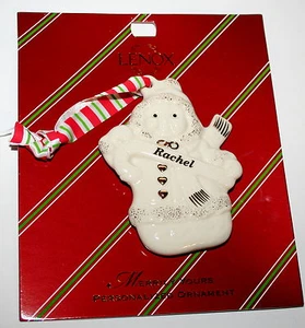 Lenox Merrily Yours Personalized Ceramic Snowman Holiday Ornament $13 New Rachel - Picture 1 of 2