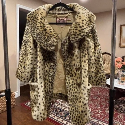 Juicy couture 100% genuine fur leopard print coat - Image 1 of 4