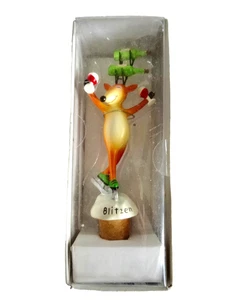 bOTTLE STOPPER CHRISTMAS HOLIDAY BLITZEN ON SKATES WINE ENTHUSIAST FUN neocurio - Picture 1 of 7