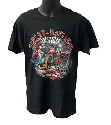 Harley Davidson Men's Rosie Pinup Short Sleeve T-Shirt Black 402947950 - Image 1 of 2