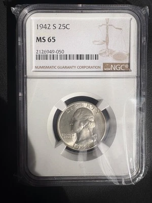 1942 S Washington Quarter MS65 NGC - Image 1 of 4