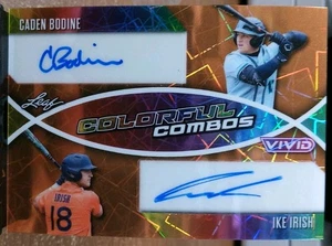 2025 Leaf Vivid Colorful Combos Caden Bodine / Ike Irish Auto /4 ⚾⚾⚾⚾ - Picture 1 of 2