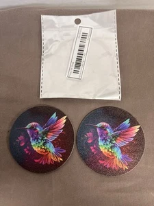 Paquete de 2 posavasos para coche colibrí colorido neón - Imagen 1 de 4