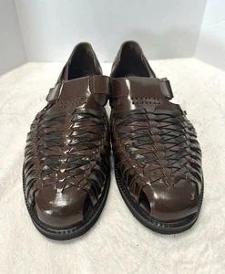 Sandalias de pescador Deer Stags para hombre de bambú inspiradas en 2,5 W marrón cuero negro usadas en excelente estado - Imagen 1 de 12
