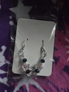 Handmade Blue And Star Beaded Earrings - Picture 1 of 1
