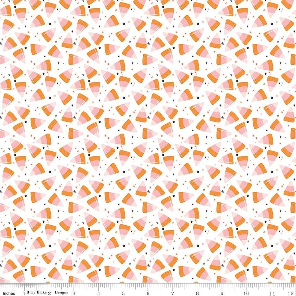 1/4码9英寸x42英寸Riley Blake“Hey Pumpkin”糖果玉米白色万圣节棉 — 第 1/1 张图片