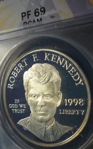 PF69 DCAM - SILVER - ROBERT F KENNEDY 1998S COMMEMORATIVE DOLLAR -  BEAUTY!! - Picture 1 of 6