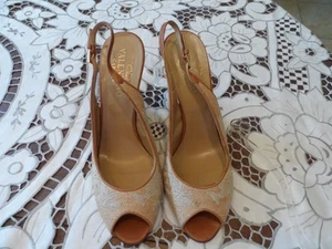 Neu Valentino Garavani beige Jacquard/Leder Slingback Schuhe Größe 10-US 10M - Bild 1 von 17