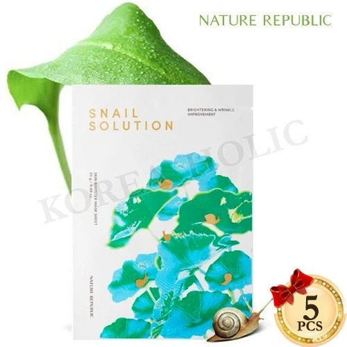 NATURE REPUBLIC Snail Solution Skin Booster Mask Sheet 25g x 5pcs K-Beauty NEW - Image 1 of 4