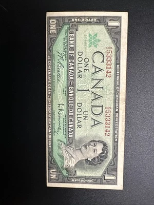 1967 One Dollar Canadian Banknote 1$ Bank Of Canada - Image 1 of 2