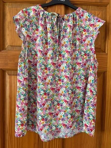 Crew Clothing Ladies Pink/Purple Floral Tie Front Blouse Size 14 - Picture 1 of 5