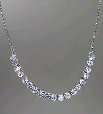 Novo com etiquetas Lia Sophia "cana-de-açúcar" tom prata com zircônia total com etiquetas 4,75 ct. Colar 17-20" - Imagem 1 de 4