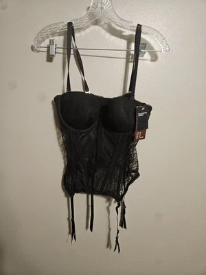 Espartilho feminino H&M preto elástico malha transparente renda ~U/W balconette tamanho 12 - Imagem 1 de 4