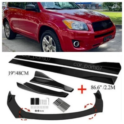 For TOYOTA RAV4 2001-2012 Front Bumper Lip Splitter Side Skirts Rear Lip Black Foto 1 de 4