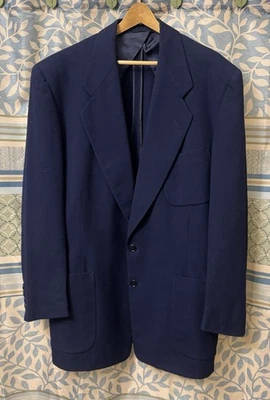 Early 50s Vtg Blue Wool Patch Pocket Sports Coat Suit Jacket Unvented 42/44 Bold - Image 1 of 4
