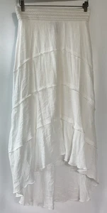 Maxi falda para mujer - blanca en capas, cintura tejida delantera y espalda ajustada. Talla pequeña - Imagen 1 de 4