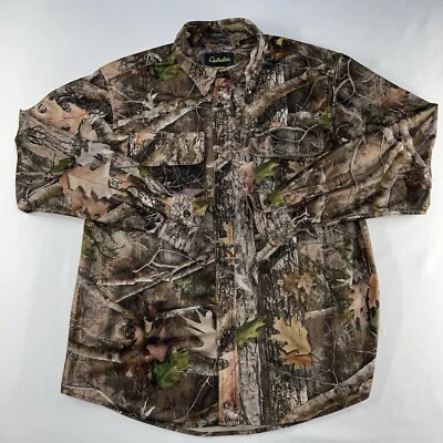 Camisa Cabelas Cuello Hombres Botón L Madera Verdadera Camuflaje Kanati Calce Clásico Caza Foto 1 de 4
