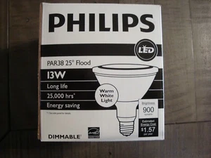 PHILIPS 454728 Dimmable Wrm White LED 120V 13PAR38/F25 2700 DIM AF Flood NEW - Picture 1 of 7