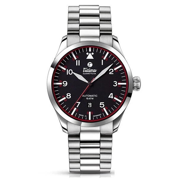 Reloj Pulsera TUTIMA Flieger 41mm Terciopelo Negro Acero Inoxidable Respiración 6105-02  Foto 1 de 1