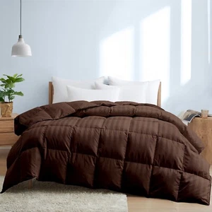 Best Chocolate Striped King Size Egyptian Cotton Down Alternative Comforter - Foto 1 di 12