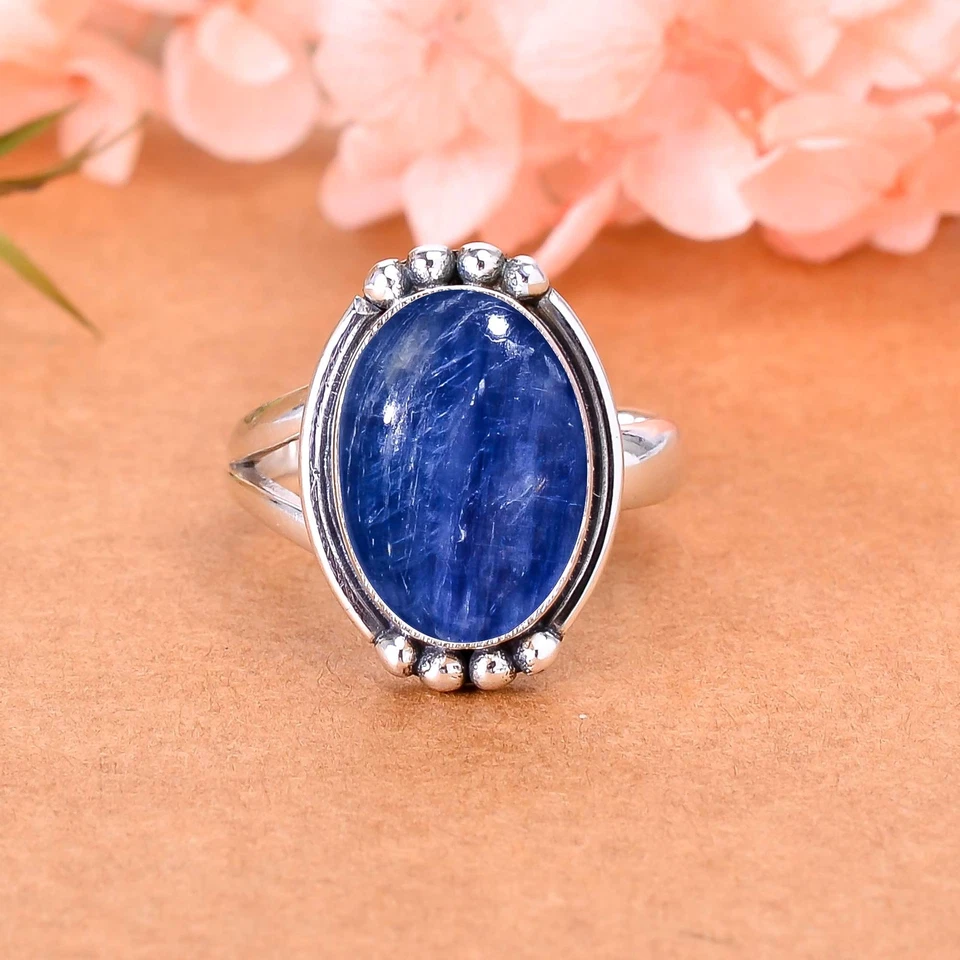 Kyanite Gemstone 925 Sterling Silver Jewelry Ring All Size, Adjustable Ring - Image 1 of 4