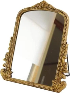 Vintage Vanity Mirror Antique Traditional Gold Decoration Wood Framed 11.8"x9.6" - Picture 1 of 6