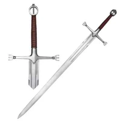 Espada medieval irlandesa de dos manos de acero al carbono de vidrio de horca forjado a mano Foto 1 de 4