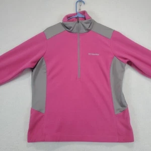 Columbia Women's L 1/2 Zip Pink Gray Fleece Pullover Outdoor Active Top Hiking - Picture 1 of 11