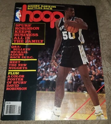 Revista HOOP DAVID ROBINSON janeiro 1992 NBA pôster pepitas perfeitas Barkley anúncio TNT - Imagem 1 de 4