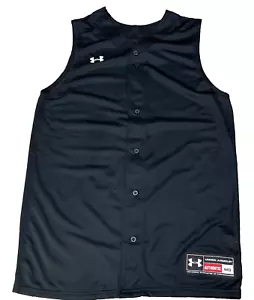 Under Armour Sleeveless Jersey Men’s Size Medium Black Button Down X6 - Picture 1 of 7