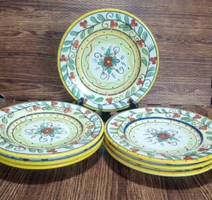 Set di 7 piatti da insalata Philippe Richard Italia modello 7 3/8" dipinti a mano - Foto 1 di 7