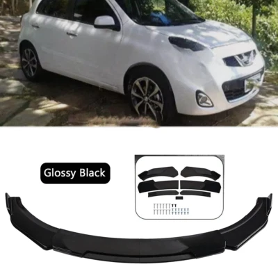 Front Bumper Lip Chin Splitter Spoiler For Nissan March Hatchback Gloss Black Foto 1 de 4