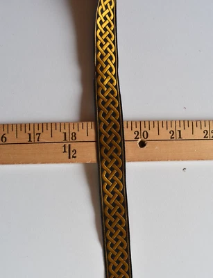 CELTIC KNOT BLACK ANTIQUE GOLD  PRINT RIBBON   3  YARDS  X  3/4"  WIDE - Image 1 of 2