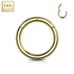 20G Gauge 14K REAL Solid Gold Hinged Segment Septum Body Hoop Nose Ring Earrings - Picture 1 of 9