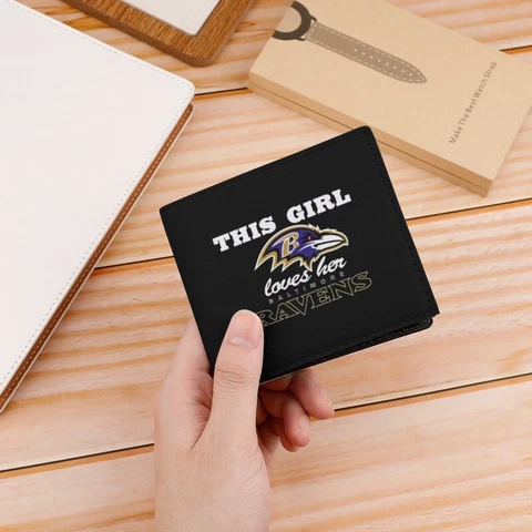 This Girl Loves Her Baltimore Ravens Print Wallet Mini Folding Coin Purse Cover